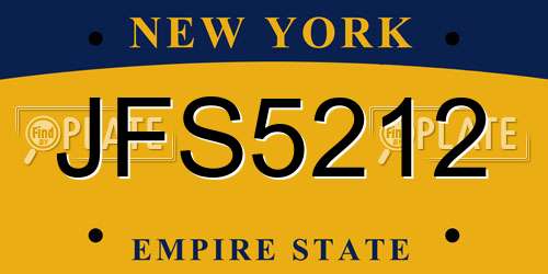 JFS5212 New York License Plate