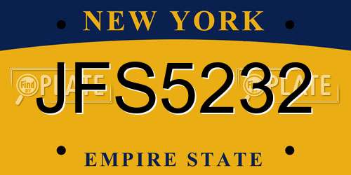 JFS5232 New York License Plate