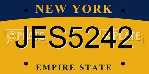 JFS5242 New York License Plate