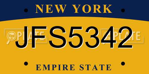 JFS5342 New York License Plate