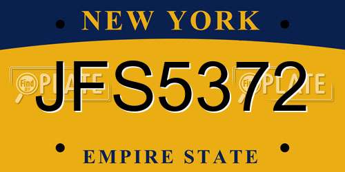 JFS5372 New York License Plate