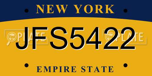 JFS5422 New York License Plate