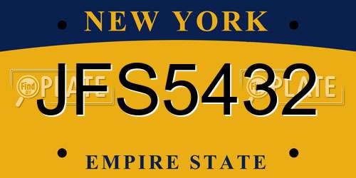 JFS5432 New York License Plate