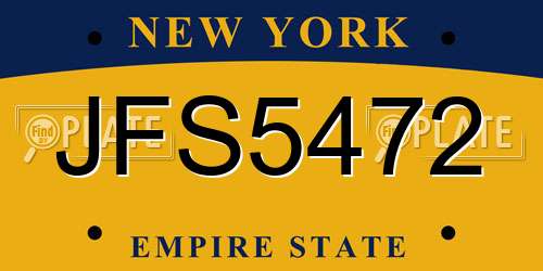 JFS5472 New York License Plate