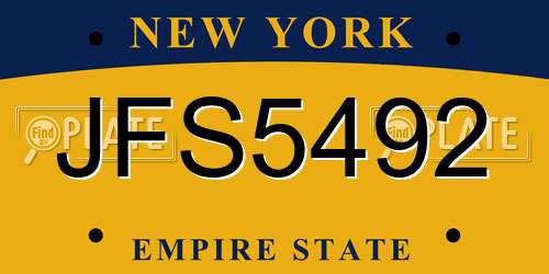 JFS5492 New York License Plate