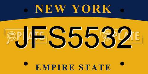 JFS5532 New York License Plate