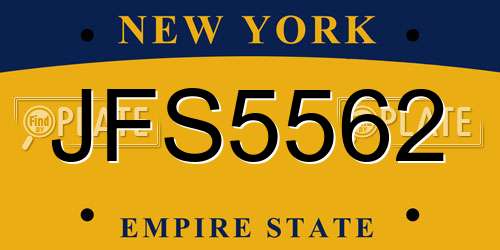 JFS5562 New York License Plate