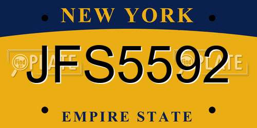 JFS5592 New York License Plate