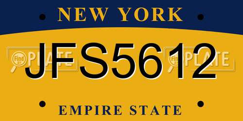 JFS5612 New York License Plate
