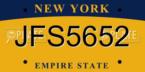 JFS5652 New York License Plate