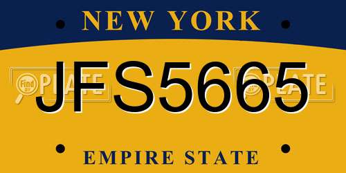 JFS5665 New York License Plate