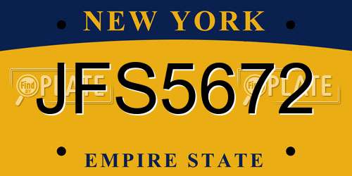 JFS5672 New York License Plate