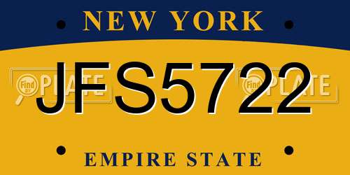 JFS5722 New York License Plate