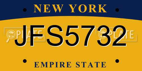 JFS5732 New York License Plate