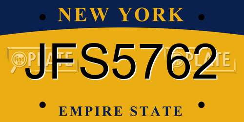 JFS5762 New York License Plate