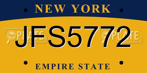 JFS5772 New York License Plate