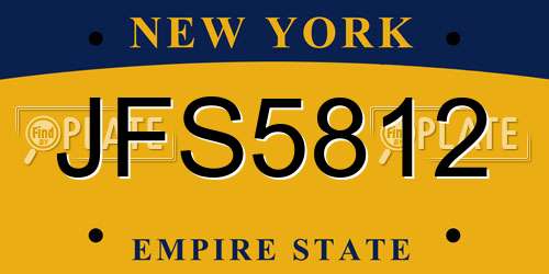 JFS5812 New York License Plate