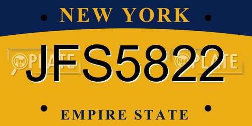 JFS5822 New York License Plate