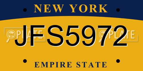 JFS5972 New York License Plate