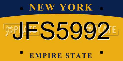 JFS5992 New York License Plate