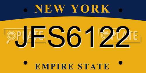 JFS6122 New York License Plate