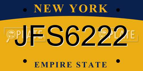 JFS6222 New York License Plate