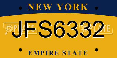 JFS6332 New York License Plate