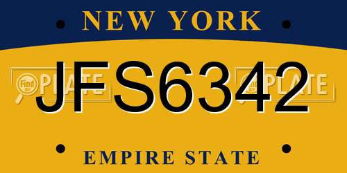 JFS6342 New York License Plate