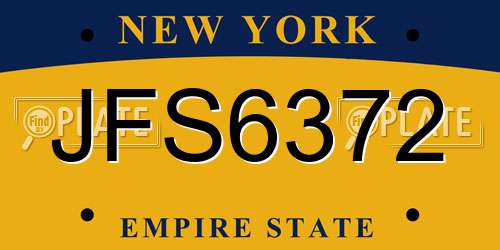 JFS6372 New York License Plate