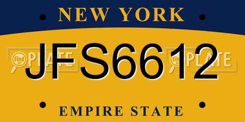 JFS6612 New York License Plate