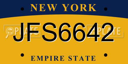 JFS6642 New York License Plate