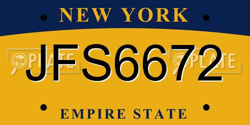 JFS6672 New York License Plate