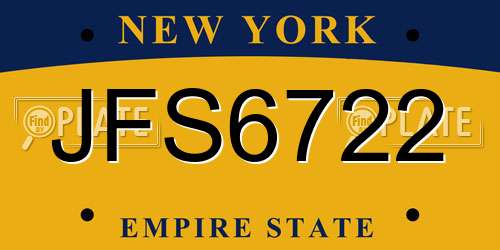 JFS6722 New York License Plate