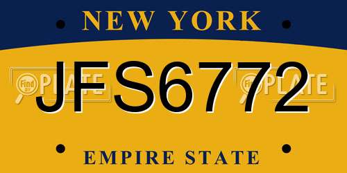 JFS6772 New York License Plate