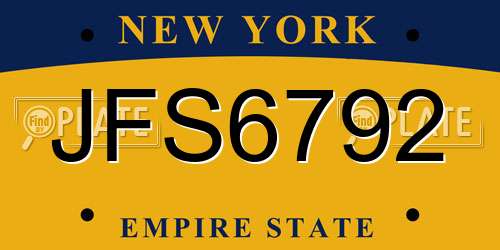 JFS6792 New York License Plate
