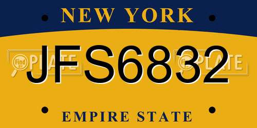 JFS6832 New York License Plate