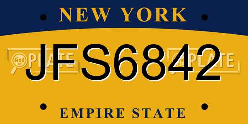 JFS6842 New York License Plate