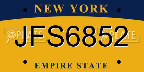 JFS6852 New York License Plate