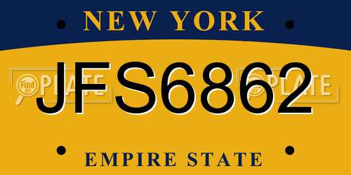 JFS6862 New York License Plate