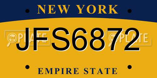 JFS6872 New York License Plate