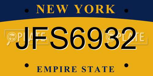 JFS6932 New York License Plate