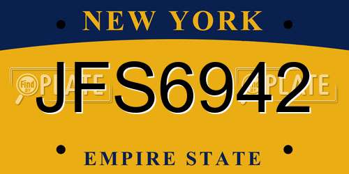JFS6942 New York License Plate