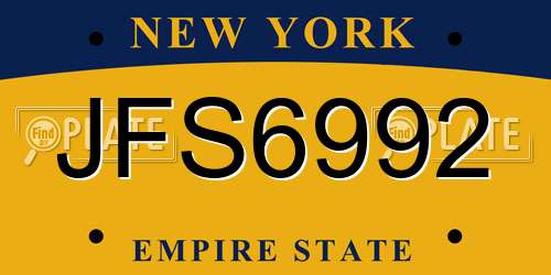 JFS6992 New York License Plate