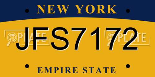 JFS7172 New York License Plate