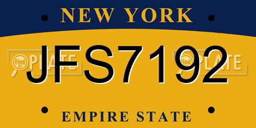 JFS7192 New York License Plate