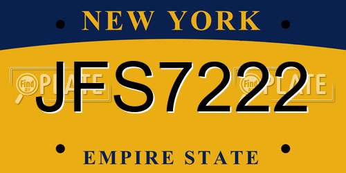 JFS7222 New York License Plate