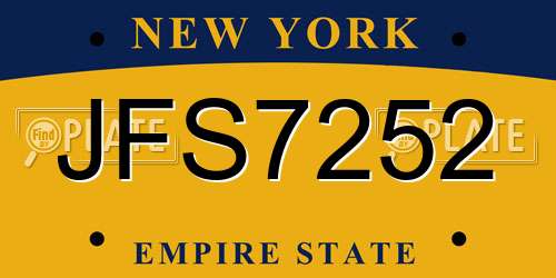 JFS7252 New York License Plate