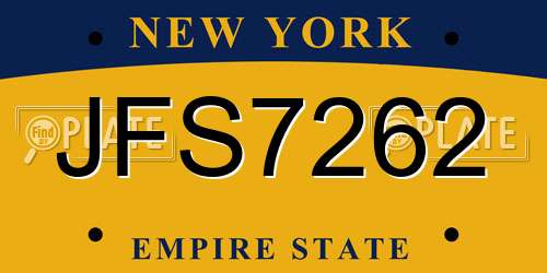 JFS7262 New York License Plate