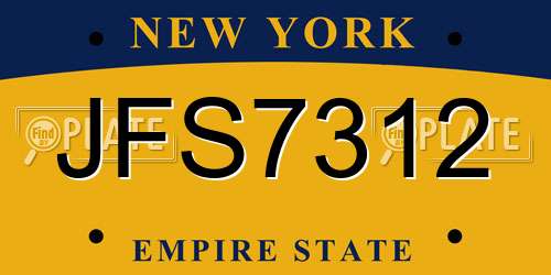JFS7312 New York License Plate