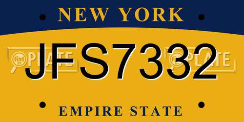 JFS7332 New York License Plate